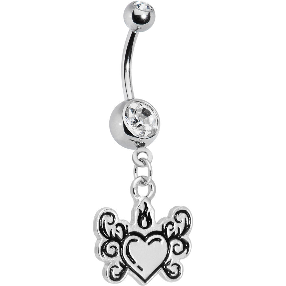 BodyCandy Crystalline Gem Tribal Flame Heart Belly Ring — main product shot