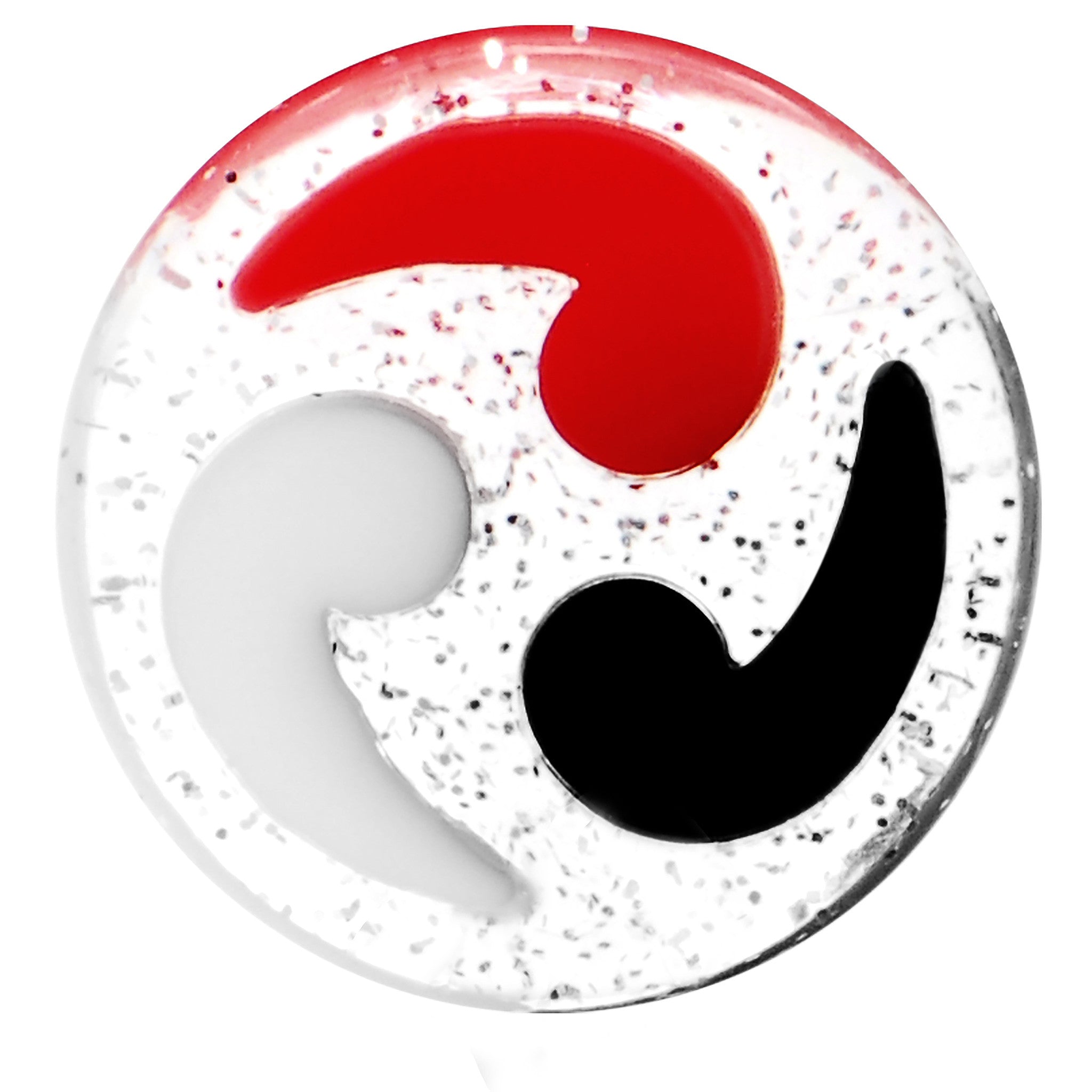 BodyCandy 5/8 Black Red White Quotation Symbol Saddle Plug — detail close-up