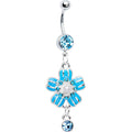 BodyCandy Sky Blue Gem Perfect Posy Flower Dangle Belly Ring — main product shot
