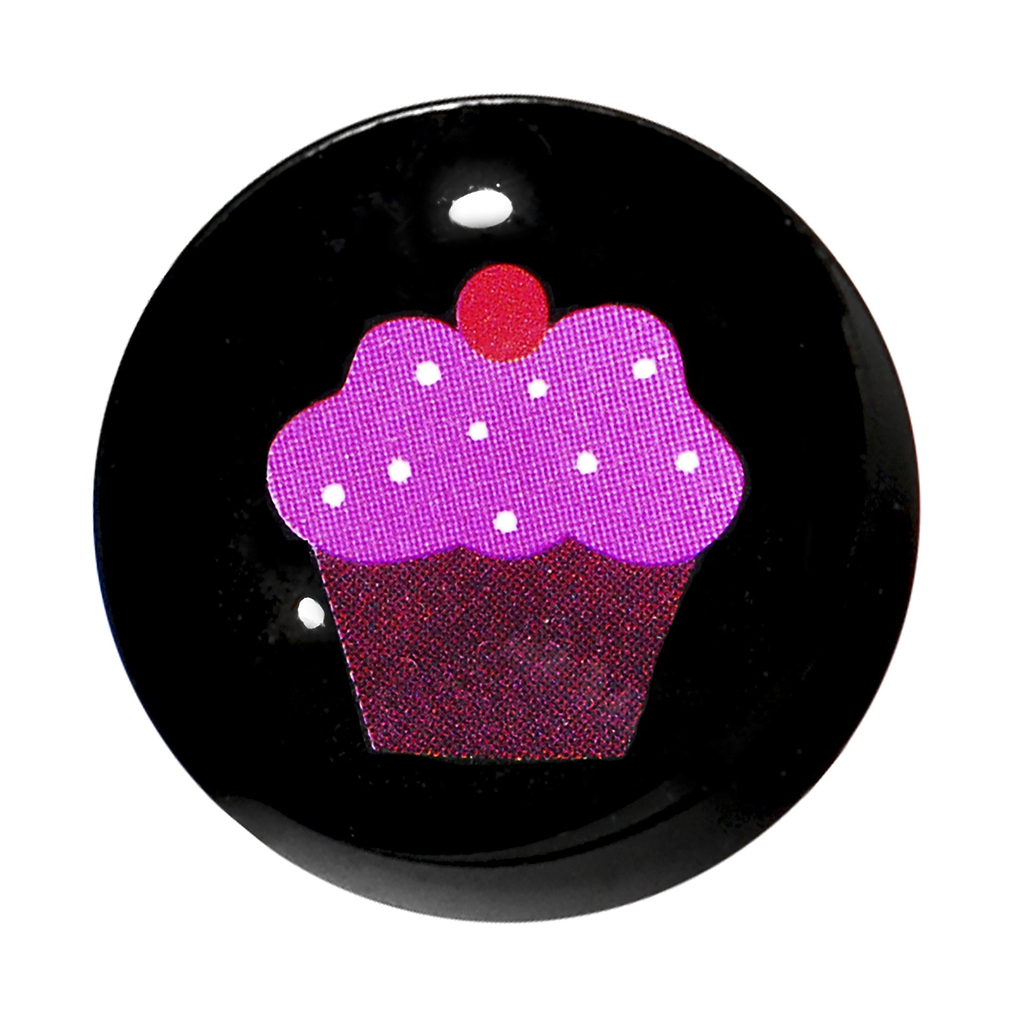 BodyCandy 9/16 Acrylic Single Flare Cherry Cupcake Plug — detail close-up