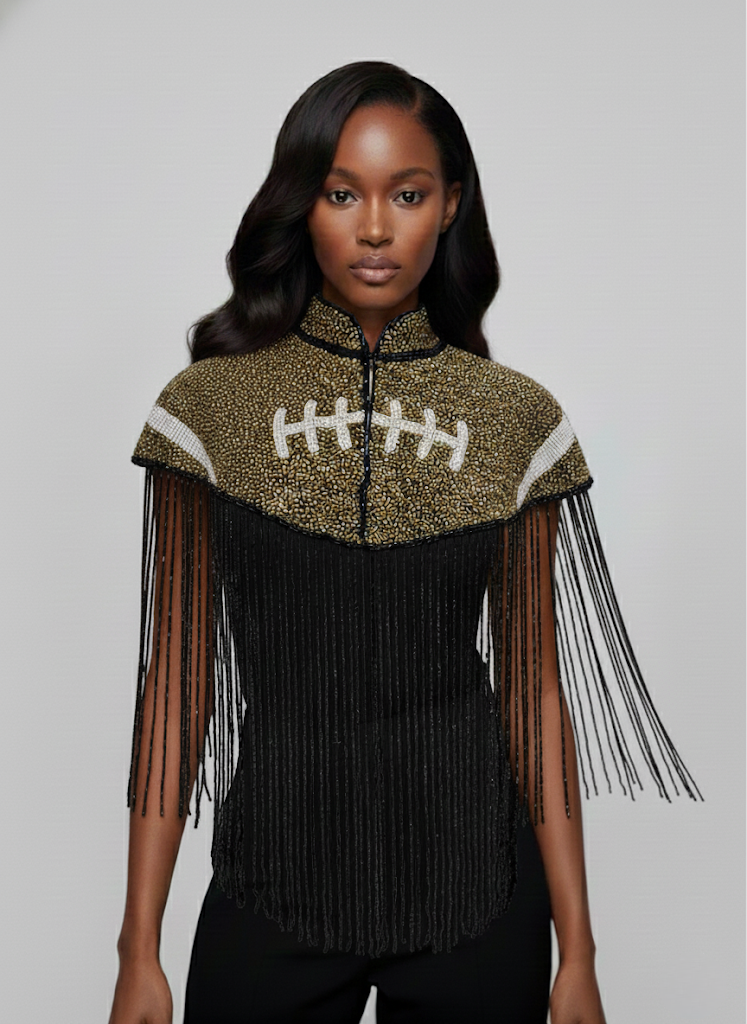 L'Jai Amor Bronze Touchdown Cape — main product shot