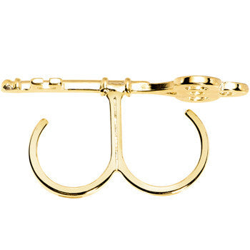 BodyCandy Gold Tone Crystalline Skeleton Key Double Finger Ring — lifestyle context