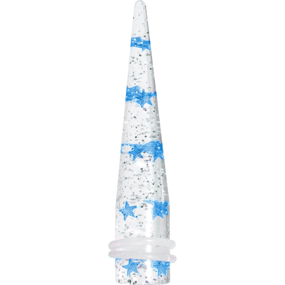 BodyCandy 00G Clear Acrylic Glitter Blue Star Confetti Taper — main product shot