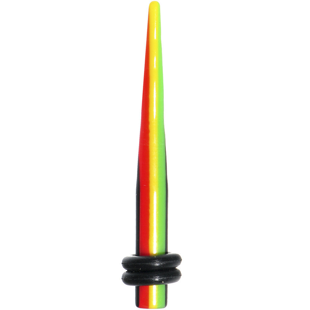 BodyCandy 6G Acrylic Rasta Stripes Straight Taper — main product shot
