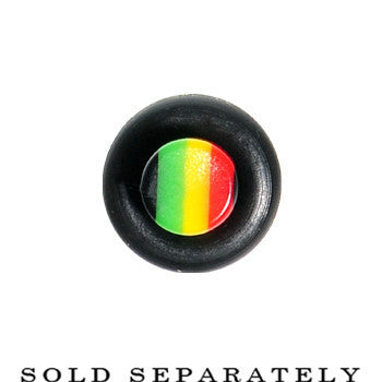 BodyCandy 6G Acrylic Rasta Stripes Straight Taper — detail close-up