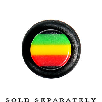 BodyCandy 0G Acrylic Rasta Stripes Straight Taper — detail close-up