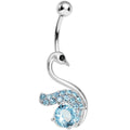 BodyCandy Aqua Gem Graceful Paved Swan Belly Ring — main product shot