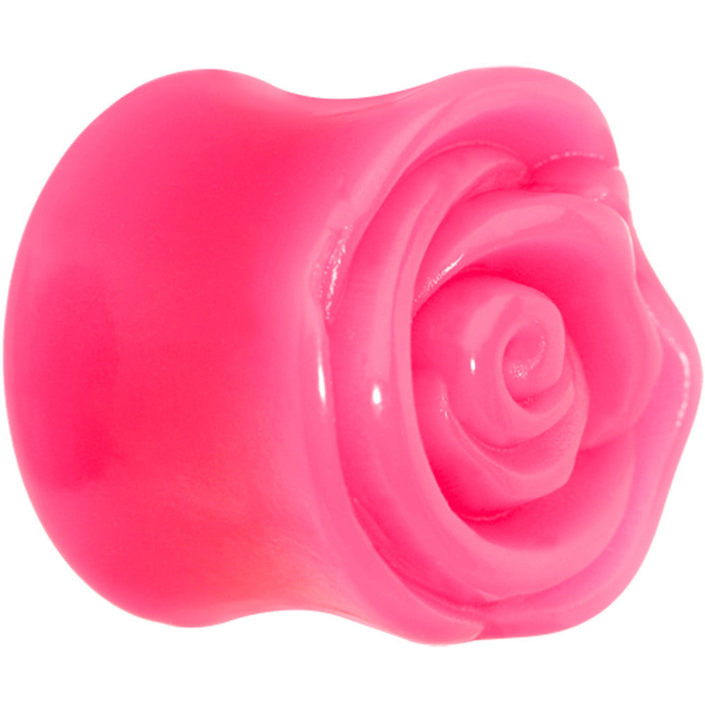 BodyCandy 20mm Pink Rose Flower Acrylic Saddle Plug — main product shot