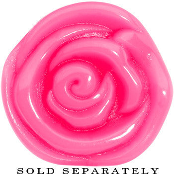BodyCandy 20mm Pink Rose Flower Acrylic Saddle Plug — detail close-up