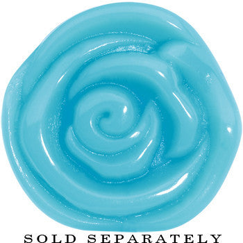 BodyCandy 18mm Blue Rose Flower Acrylic Saddle Plug — detail close-up