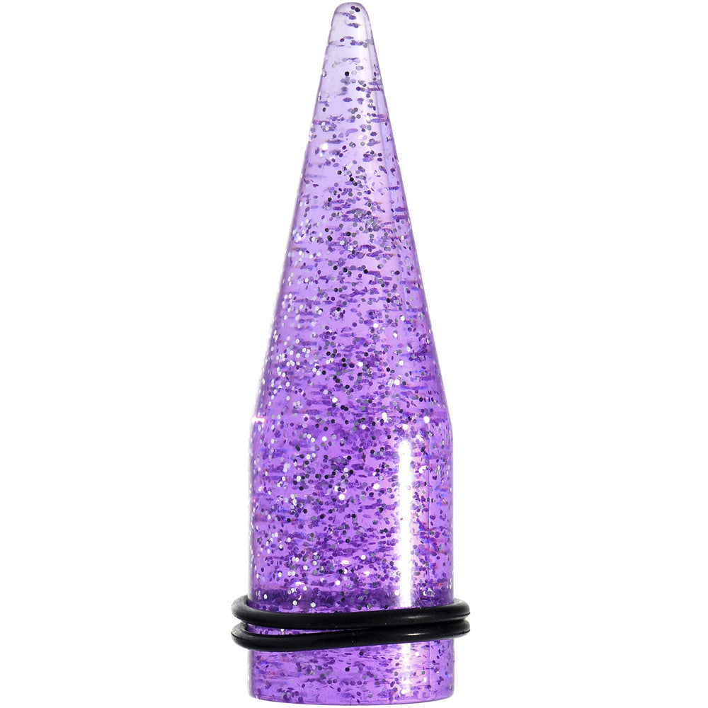 BodyCandy 20mm Purple Acrylic Silver Glitter Taper — main product shot