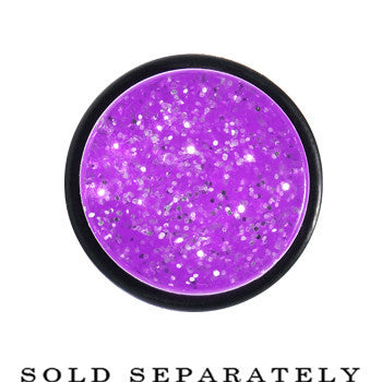 BodyCandy 20mm Purple Acrylic Silver Glitter Taper — detail close-up