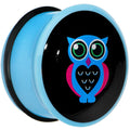 BodyCandy 18mm Blue Acrylic Heart Owl Single Flare Plug — main product shot