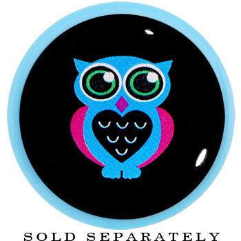 BodyCandy 18mm Blue Acrylic Heart Owl Single Flare Plug — detail close-up