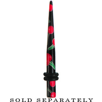 BodyCandy 6G Black Acrylic Red Cherry Logo Taper — detail close-up