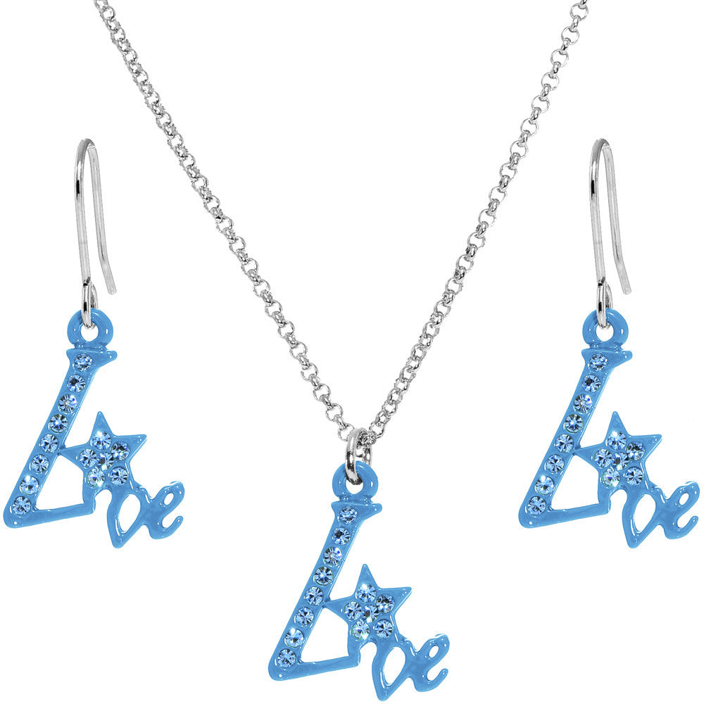 BodyCandy Blue Star Live Dangle Necklace and Earring Set — main product shot