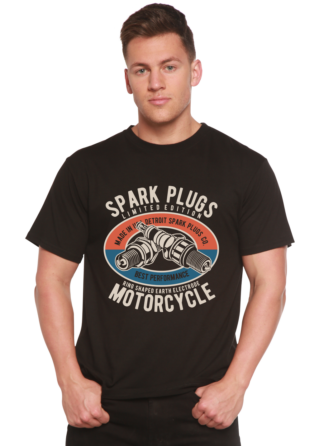 Spun Bamboo Spark Plugs Spun Bamboo® Men's Bamboo Viscose/Organic Cotton Short Sleeve Graphic T-Shirt — main product shot