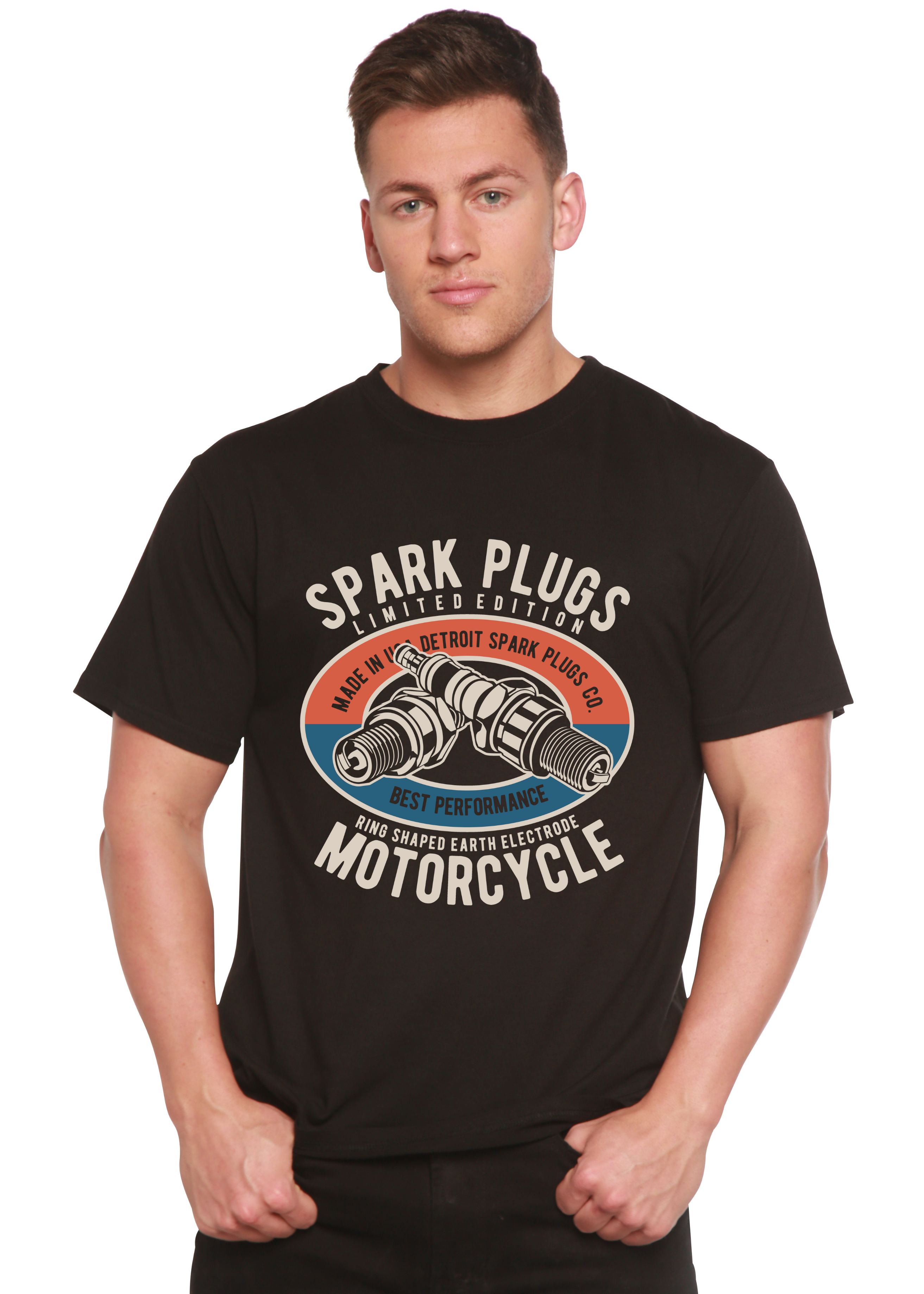 Spun Bamboo Spark Plugs Spun Bamboo® Men's Bamboo Viscose/Organic Cotton Short Sleeve Graphic T-Shirt — main product shot