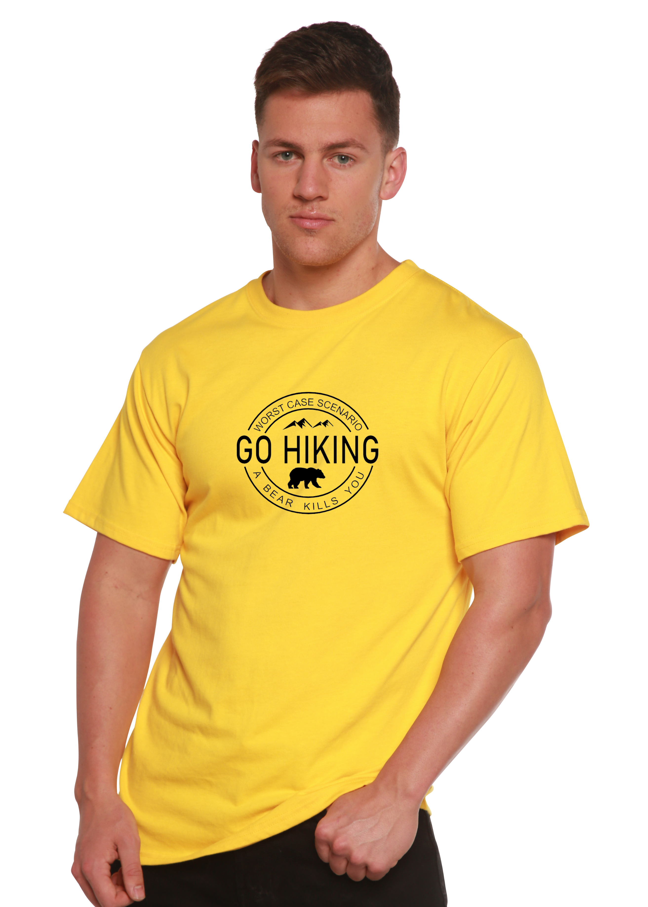Spun Bamboo Go Hiking Men's Bamboo Viscose/Organic Cotton Short Sleeve Graphic T-Shirt — lifestyle context