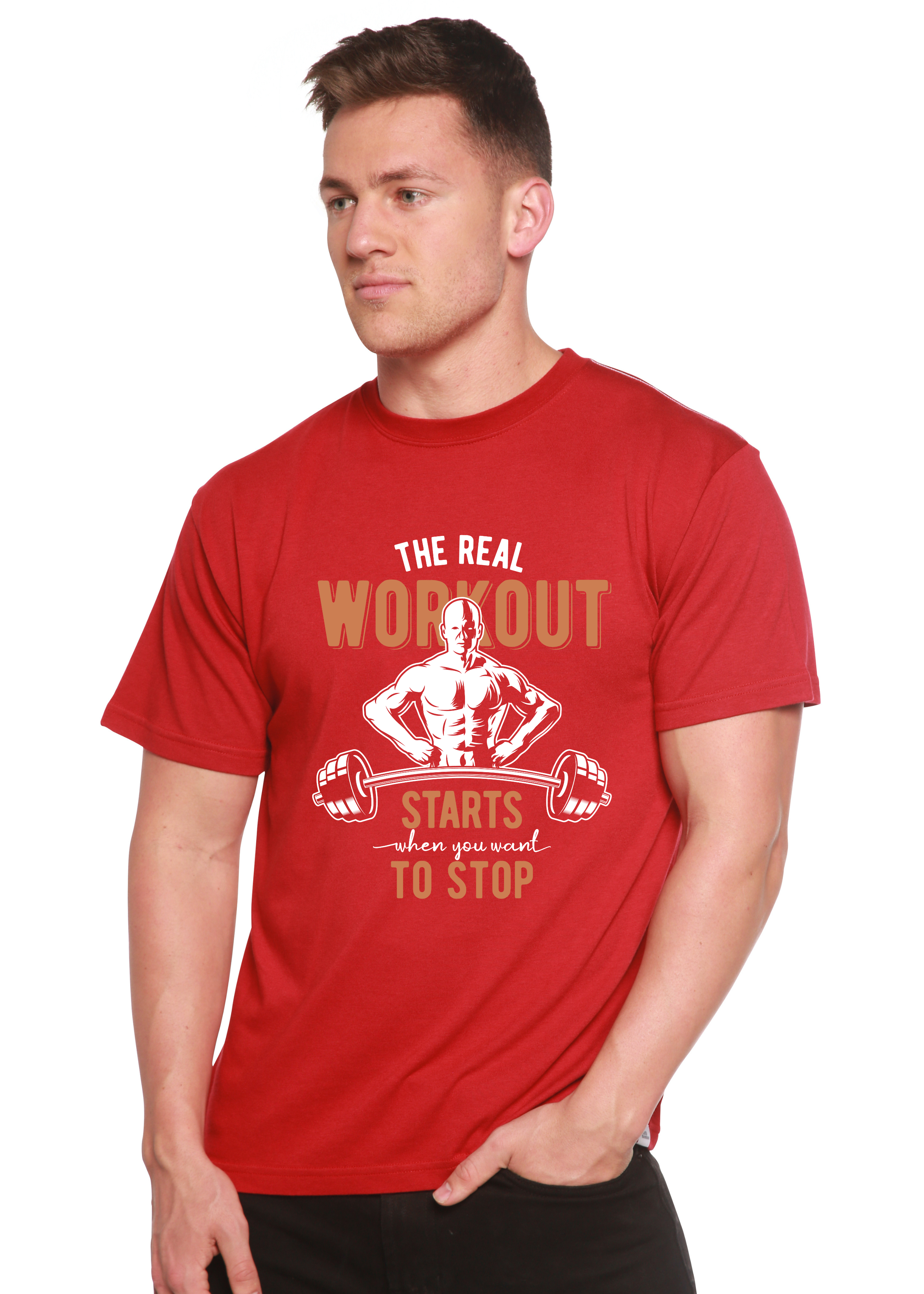 Spun Bamboo The Real Workout Men's Bamboo Viscose/Organic Cotton Short Sleeve Graphic T-Shirt — alternative angle