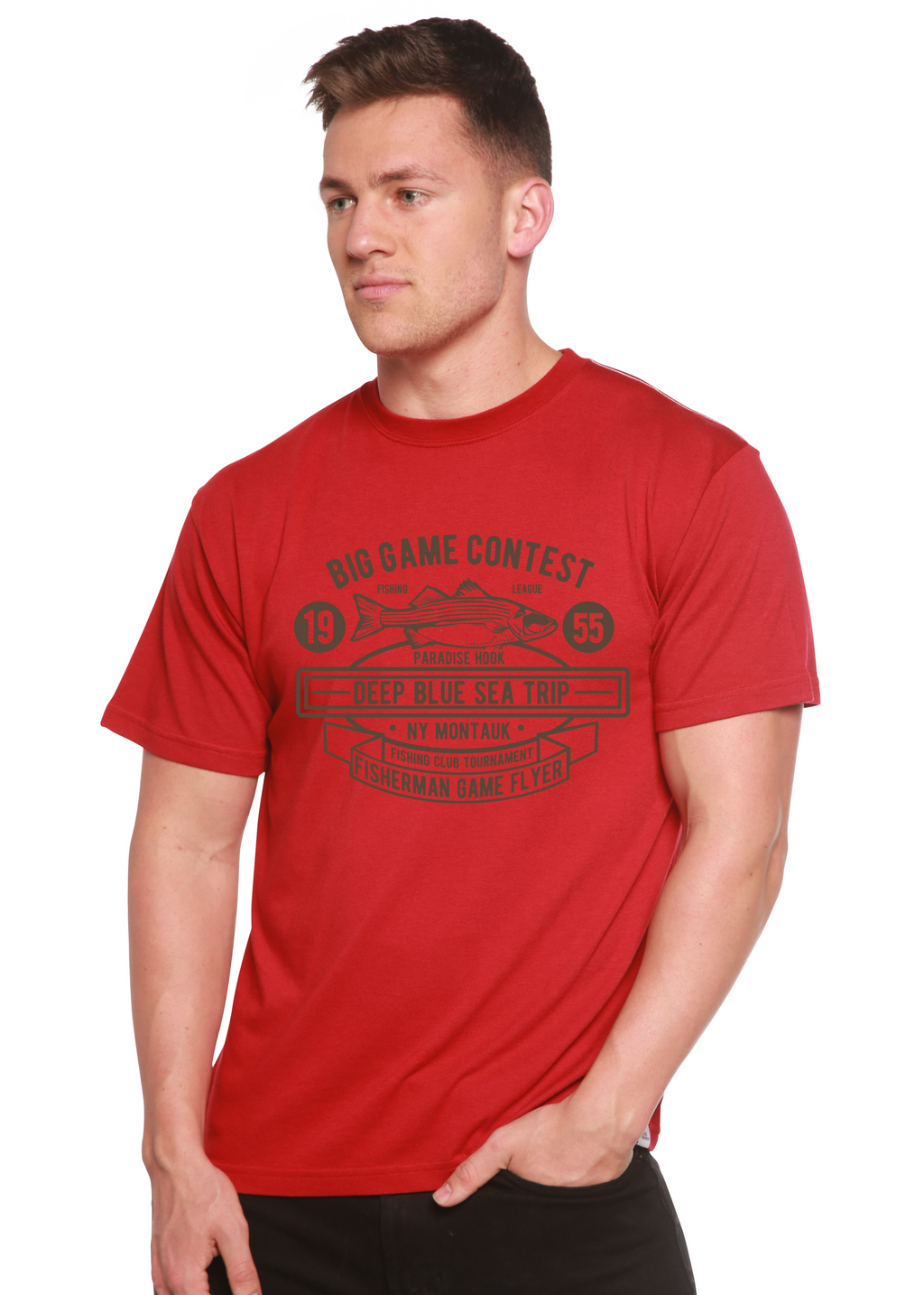 Spun Bamboo Big Game Contest Men's Bamboo Viscose/Organic Cotton Short Sleeve Graphic T-Shirt — back view