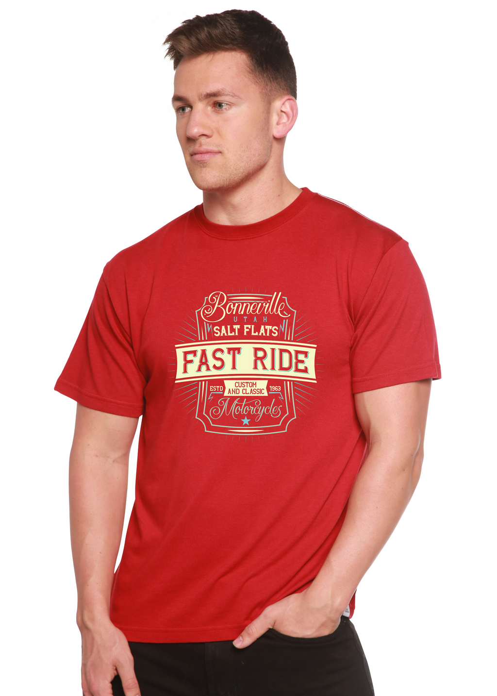 Spun Bamboo Fast Ride Men's Bamboo Viscose/Organic Cotton Short Sleeve Graphic T-Shirt — lifestyle context
