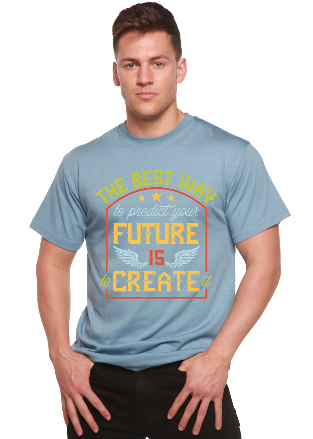 Spun Bamboo Feture is Create Spun Bamboo® Men's Bamboo Viscose/Organic Cotton Short Sleeve Graphic T-Shirt — back view