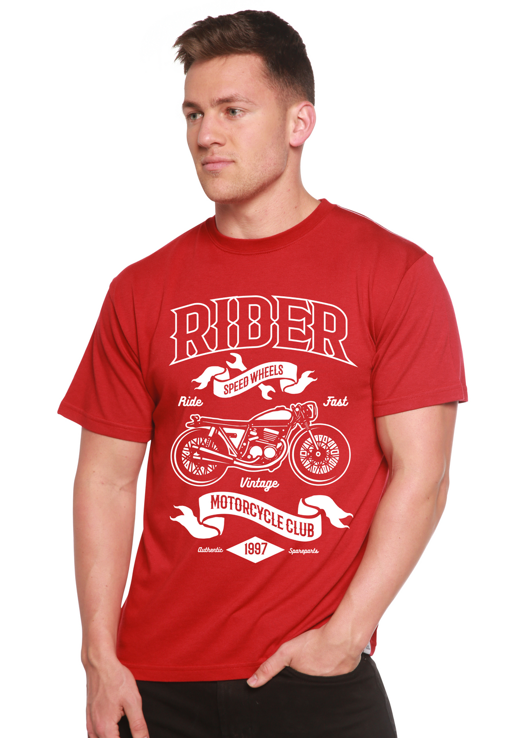 Spun Bamboo Rider Spun Bamboo® Men's Bamboo Viscose/Organic Cotton Short Sleeve Graphic T-Shirt — side view