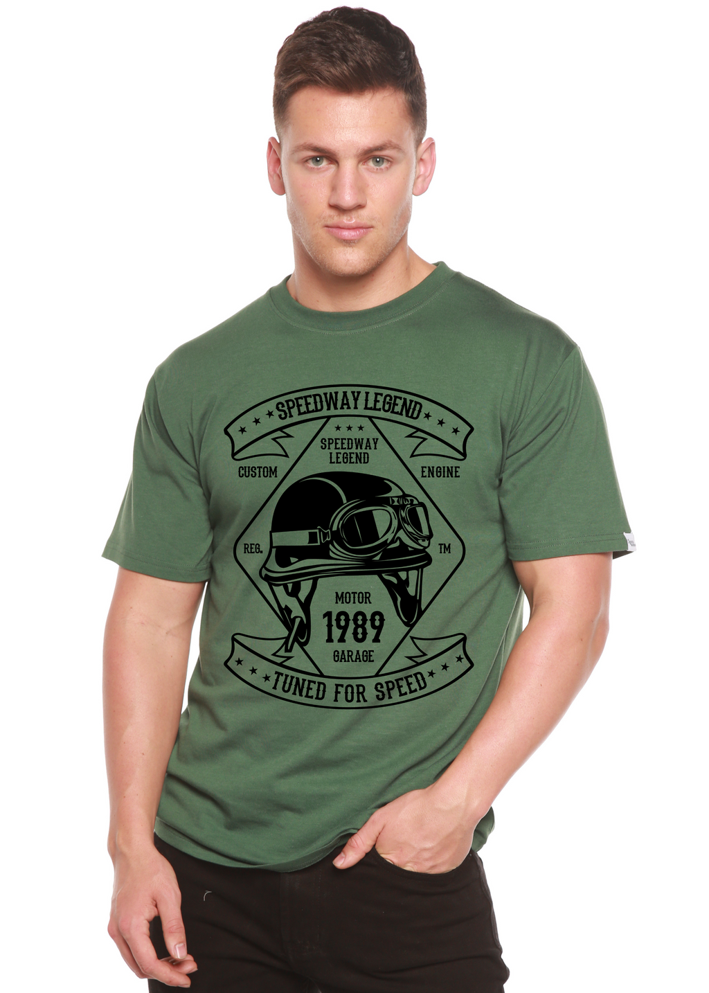 Spun Bamboo Speedway Legend Spun Bamboo® Men's Bamboo Viscose/Organic Cotton Short Sleeve Graphic T-Shirt — back view