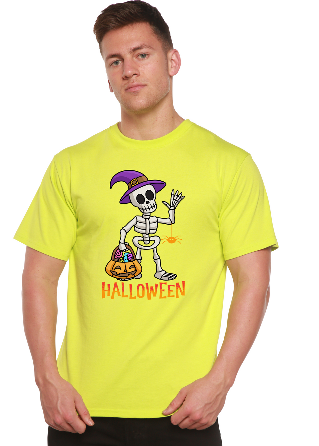 Spun Bamboo Happy Halloween Unisex Bamboo Viscose/Organic Cotton Short Sleeve Graphic T-Shirt — packaging