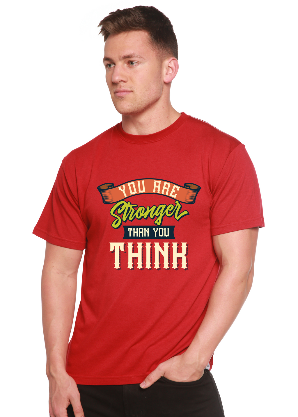 Spun Bamboo You Are Stronger Than You Think Men's Bamboo Viscose/Organic Cotton Short Sleeve Graphic T-Shirt — alternative an