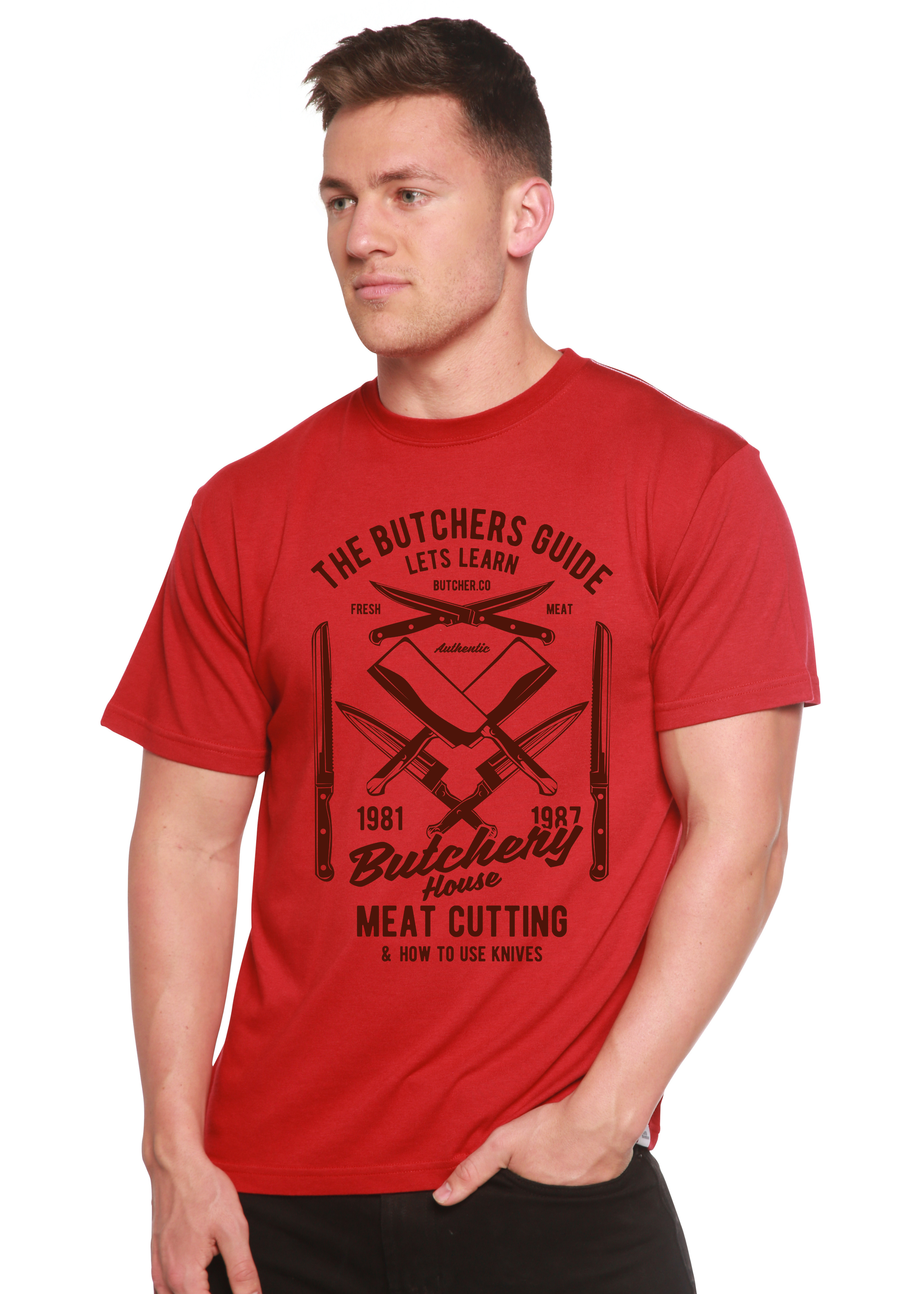 Spun Bamboo Butchery House Men's Bamboo Viscose/Organic Cotton Short Sleeve Graphic T-Shirt — lifestyle context