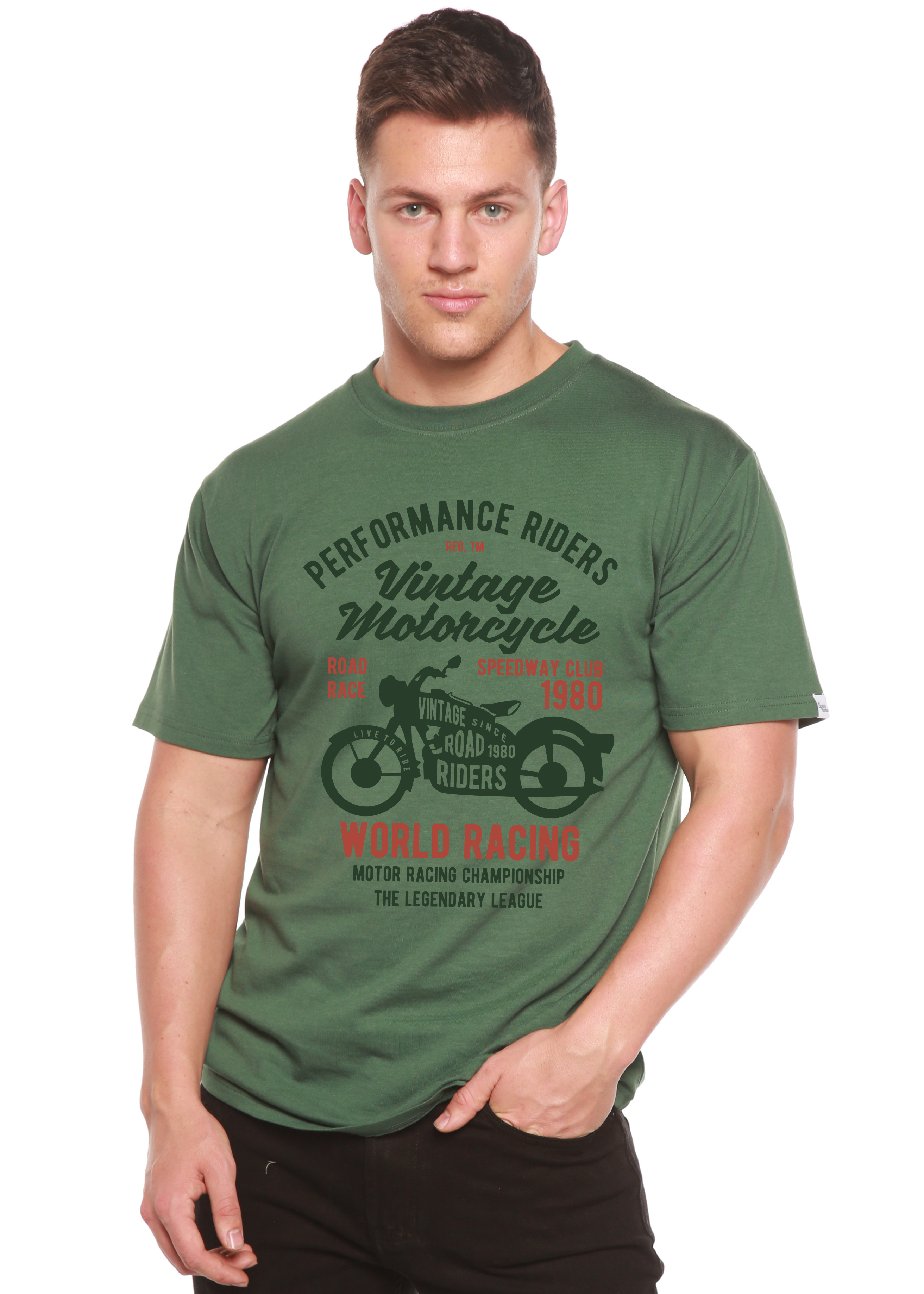 Spun Bamboo Vintage Motorcycle Spun Bamboo® Men's Bamboo Viscose/Organic Cotton Short Sleeve Graphic T-Shirt — side view