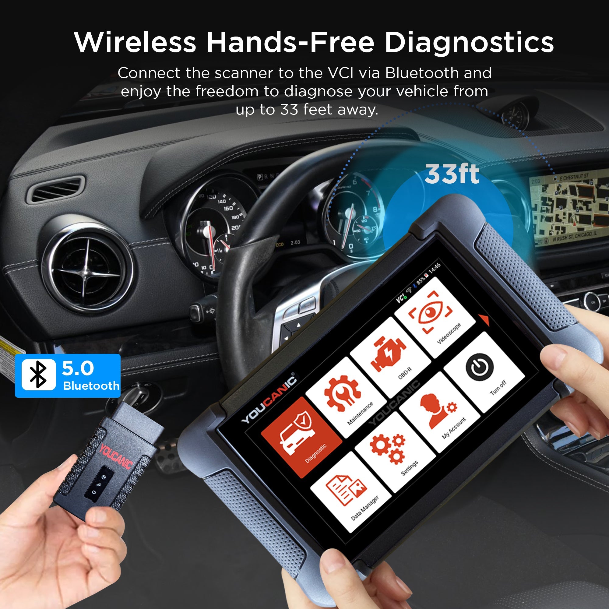 YOUCANIC YOUCANIC UCAN-II Pro OBD2 Scanner — AI Diagnostic Tool with Bi-Directional + Coding — detail close-up