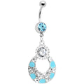 BodyCandy Aqua Gem Encrusted Ellipse Belly Ring — main product shot