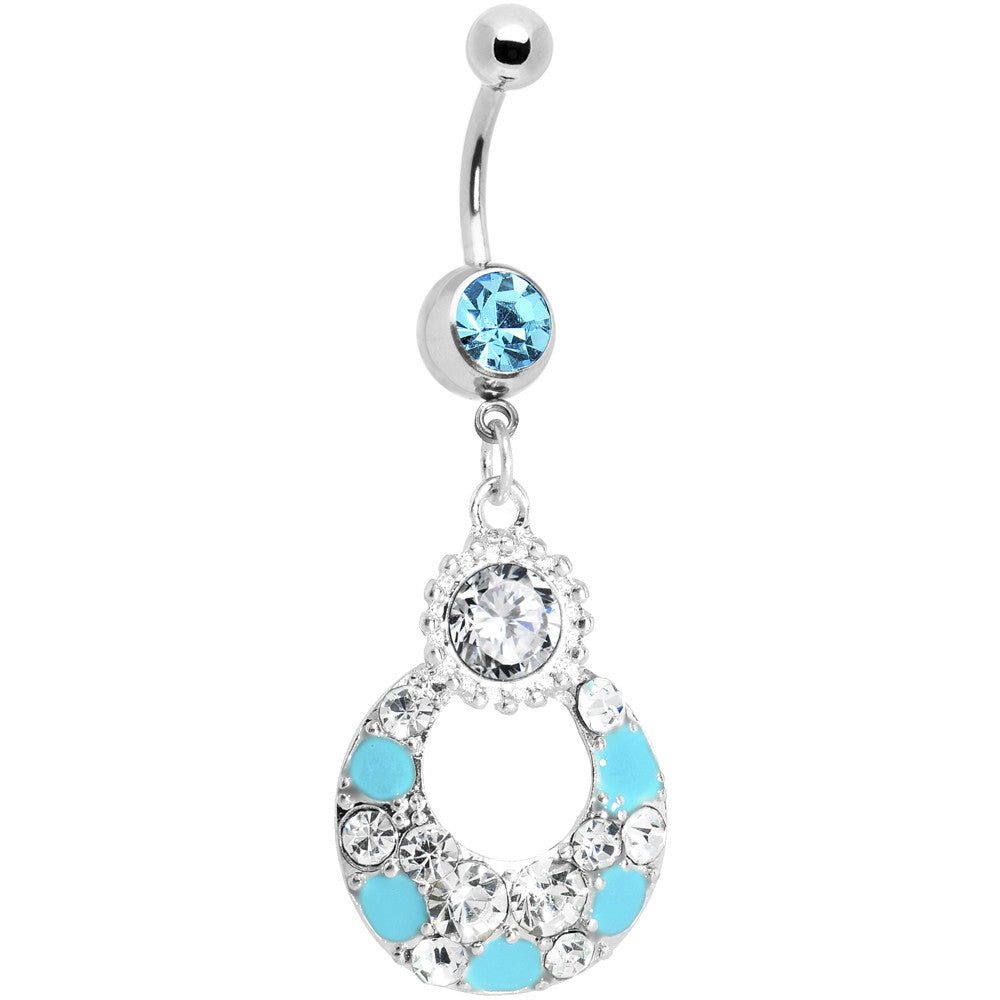 BodyCandy Aqua Gem Encrusted Ellipse Belly Ring — main product shot