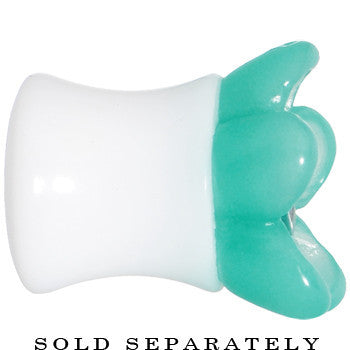 BodyCandy 9/16 Acrylic Aqua Flower Saddle Plug — lifestyle context