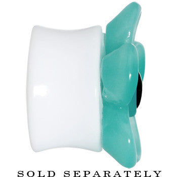 BodyCandy 7/8 Acrylic Aqua Flower Saddle Plug — lifestyle context