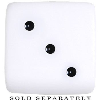 BodyCandy 20mm White Acrylic Square Dice Saddle Plug — detail close-up
