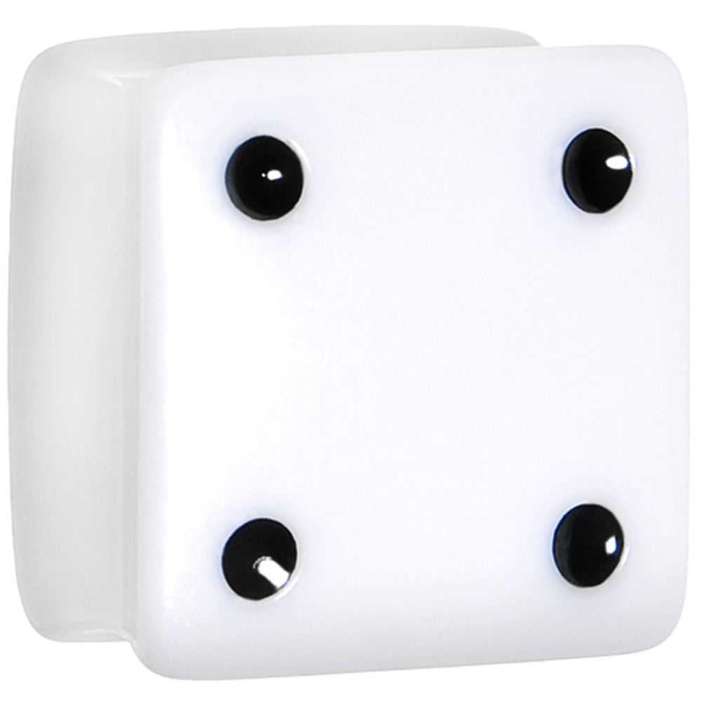 BodyCandy 20mm White Acrylic Square Dice Saddle Plug — main product shot