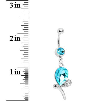 BodyCandy Aqua Gem Teardrop Dragonfly Belly Ring — detail close-up