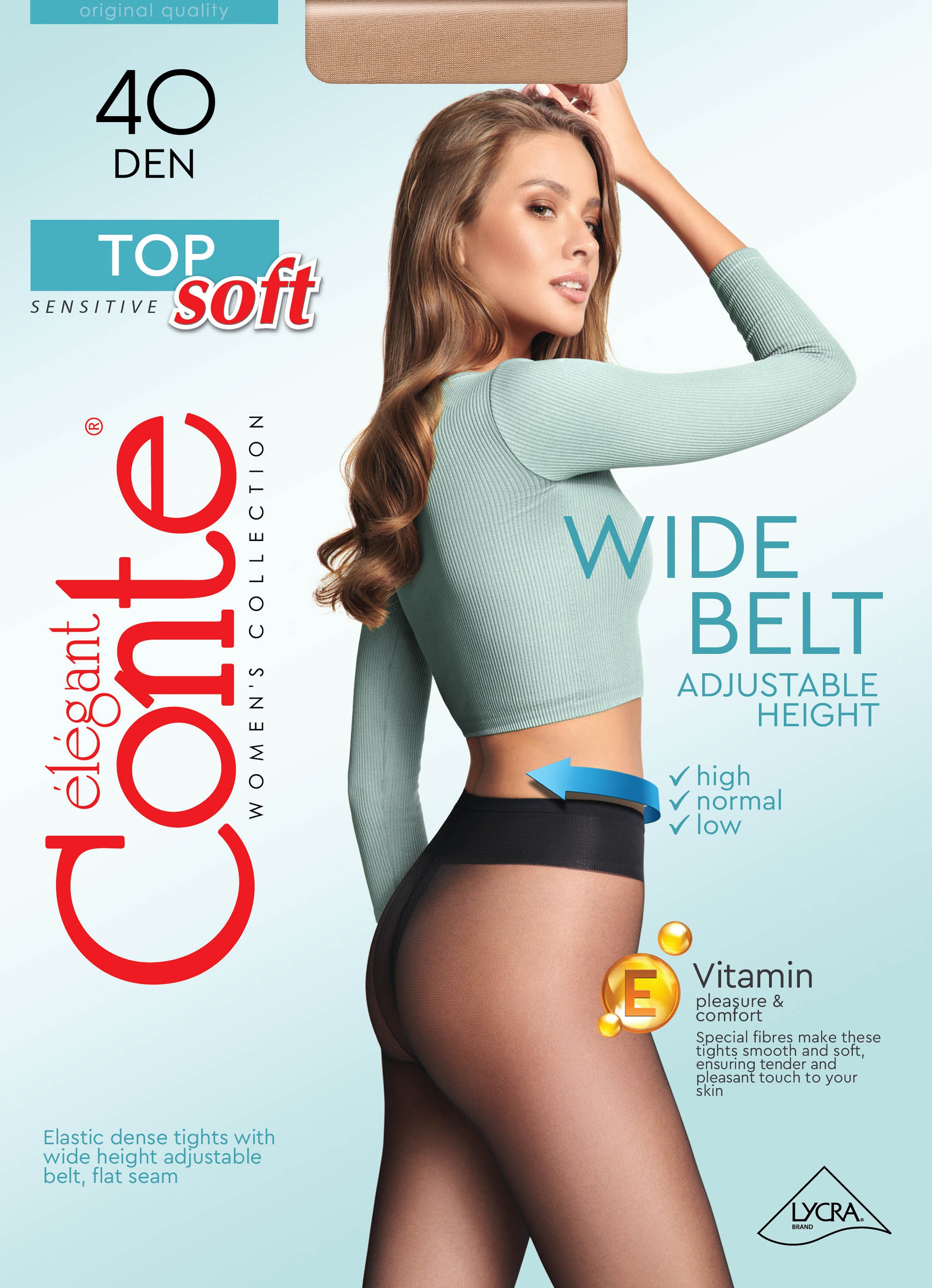 TheRanok.com Tights Conte Top Soft 40 Den - Adjustable Fit for Sensitive Skin — detail close-up