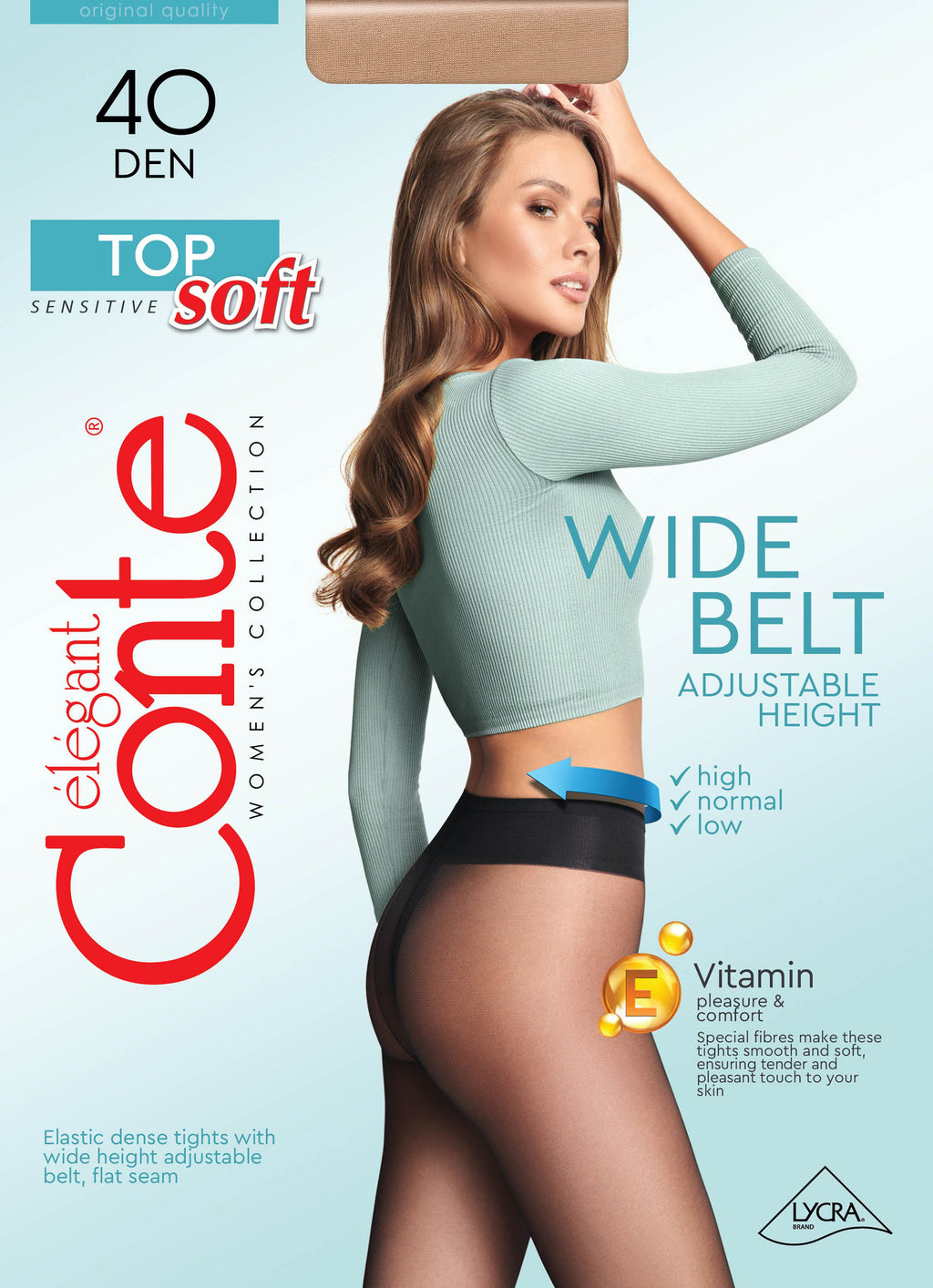 TheRanok.com Tights Conte Top Soft 40 Den - Adjustable Fit for Sensitive Skin — size reference