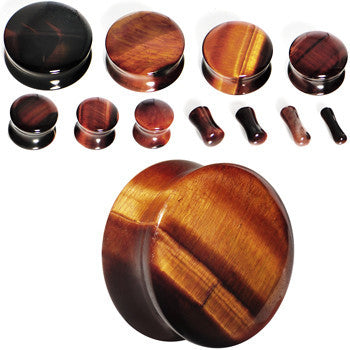 BodyCandy 2G Red Tiger Eye Natural Stone Plug — side view
