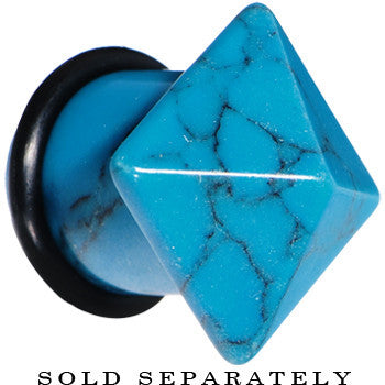 BodyCandy 5/8 Turquoise Semi Precious Stone Pyramid Top Plug — detail close-up