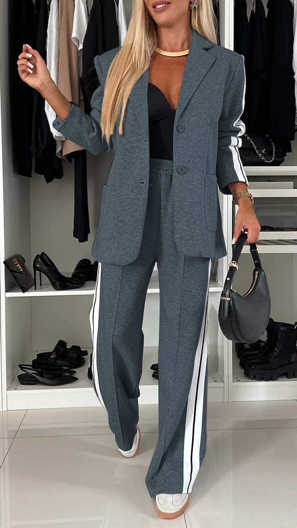 Women’s Elegant Solid Color Suit Set