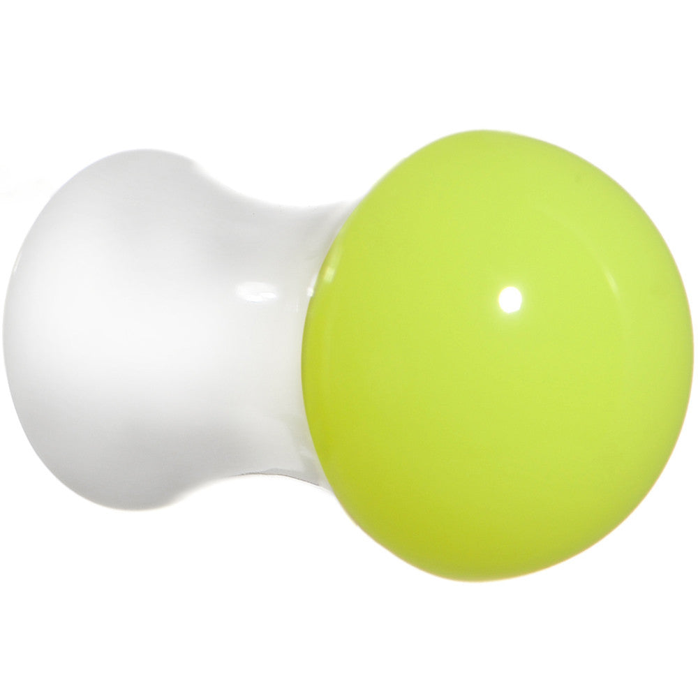 BodyCandy 2G White Neon Yellow Acrylic Saddle Plug — main product shot