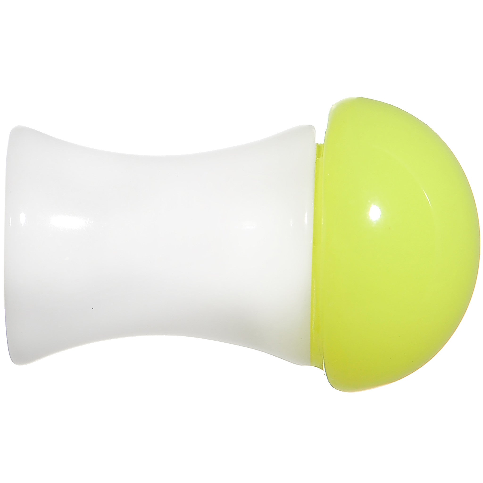BodyCandy 2G White Neon Yellow Acrylic Saddle Plug — detail close-up