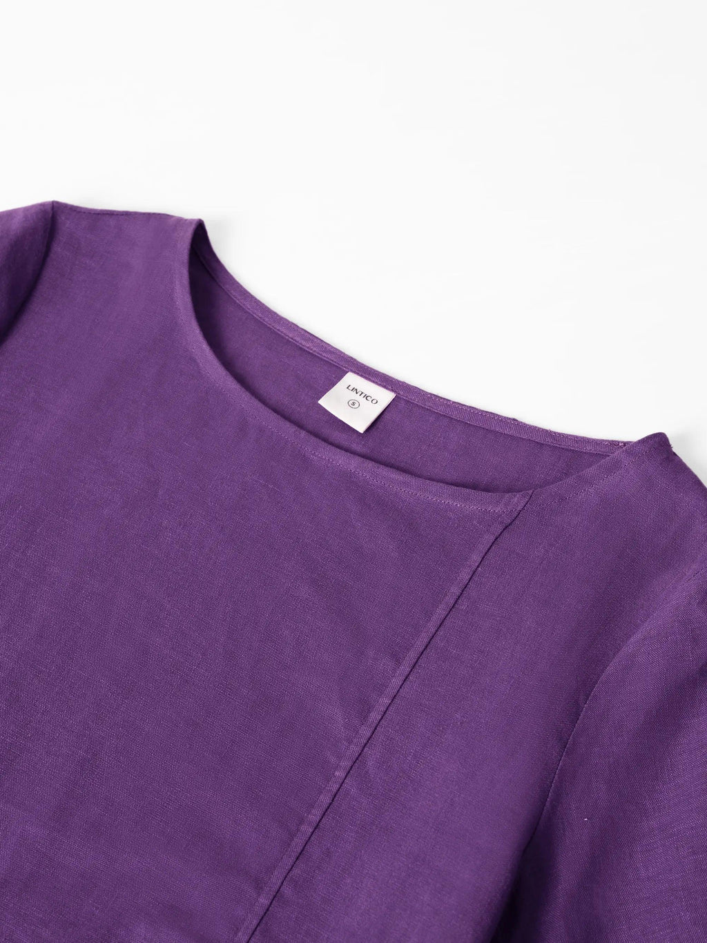 LINTICO 100% Linen Collarless Mid-Length Dress SOFIA — detail shot 9