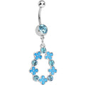 BodyCandy Aqua Gem Hugs and Kisses Dangle Belly Ring — main product shot